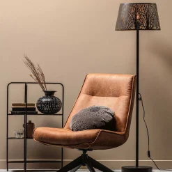 Wohnen Designer Stehlampe in Schwarz & Messingfarben - Milana