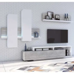 Wohnen Designer TV Anbauwand in Betonoptik - Venatio (dreiteilig)