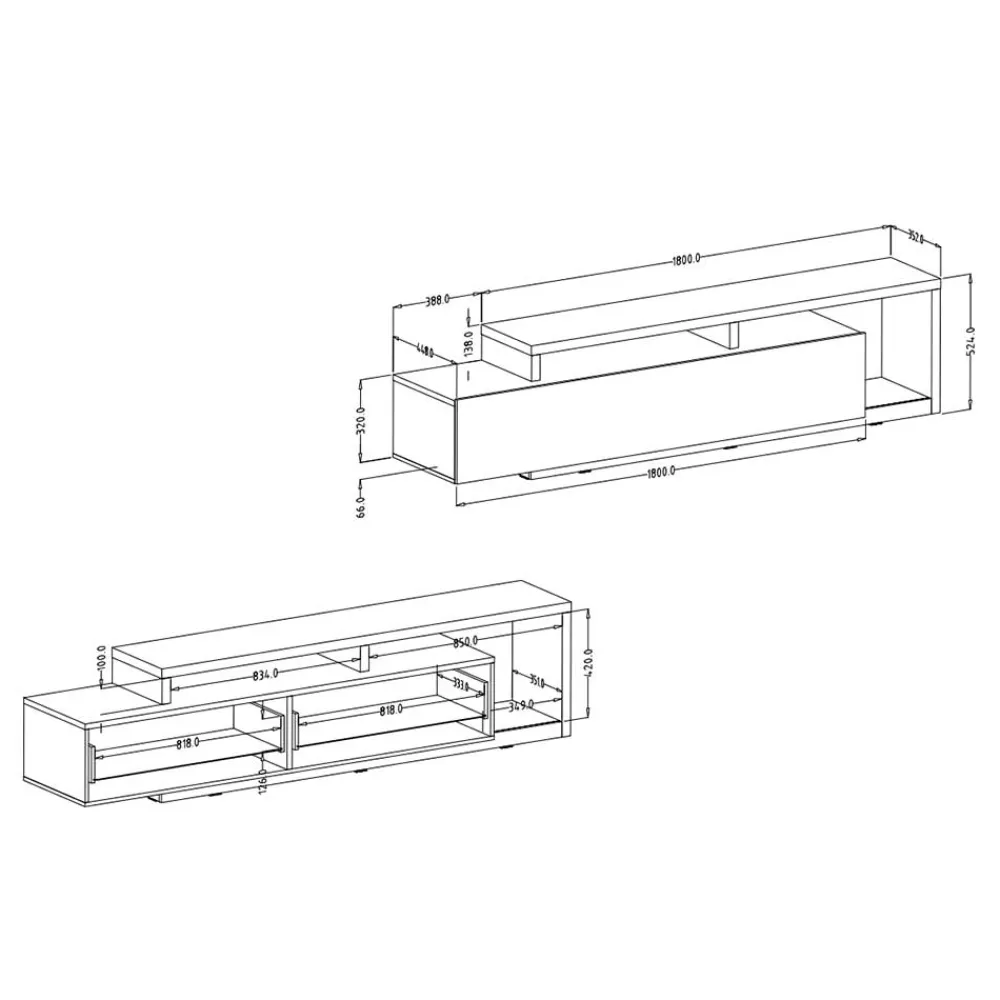 Wohnen Designer TV Anbauwand in Betonoptik - Venatio (dreiteilig)