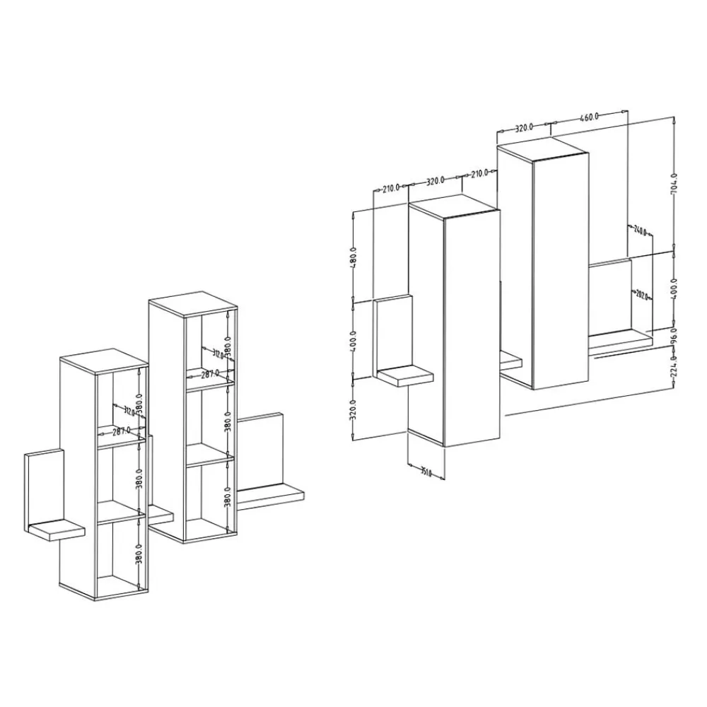 Wohnen Designer TV Anbauwand in Betonoptik - Venatio (dreiteilig)