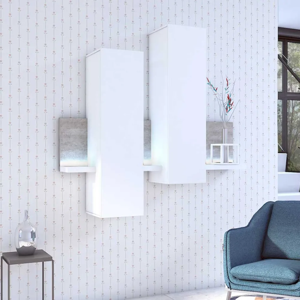 Wohnen Designer TV Anbauwand in Betonoptik - Venatio (dreiteilig)