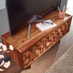 Wohnen Designer TV Board aus Sheesham Massivholz - Crabira