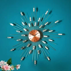 Wohnen Wanduhren*Designer Wanduhr in Kupfer mit Acrylglas Steinen - Rodrico