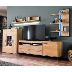 Wohnen Designer Wohnwand aus Eiche - Assela (vierteilig)