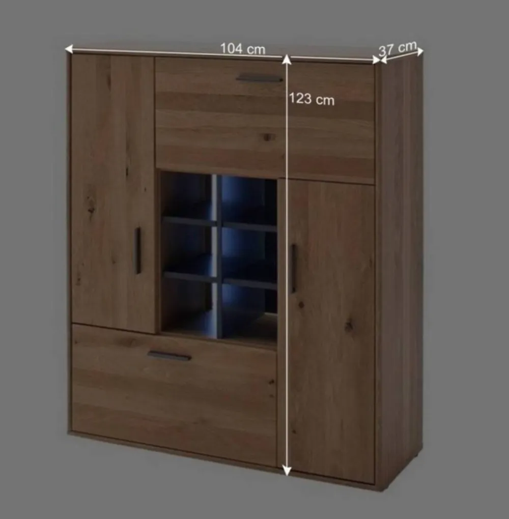 Wohnen Designer Wohnwand aus Eiche - Assela (vierteilig)