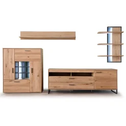Wohnen Designer Wohnwand aus Eiche - Assela (vierteilig)