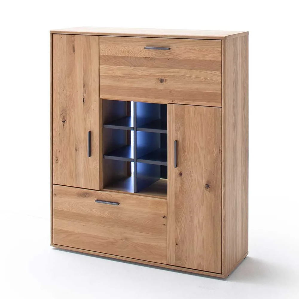 Wohnen Designer Wohnwand aus Eiche - Assela (vierteilig)