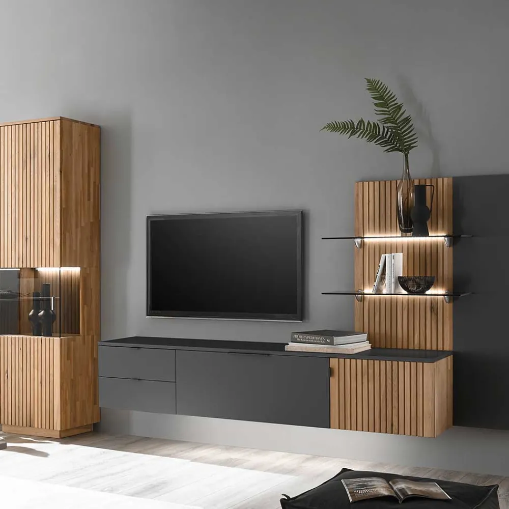 Wohnen Wohnwände|Wohnwand*Designer Wohnwand Möbel mit LED - Cruzca (dreiteilig)