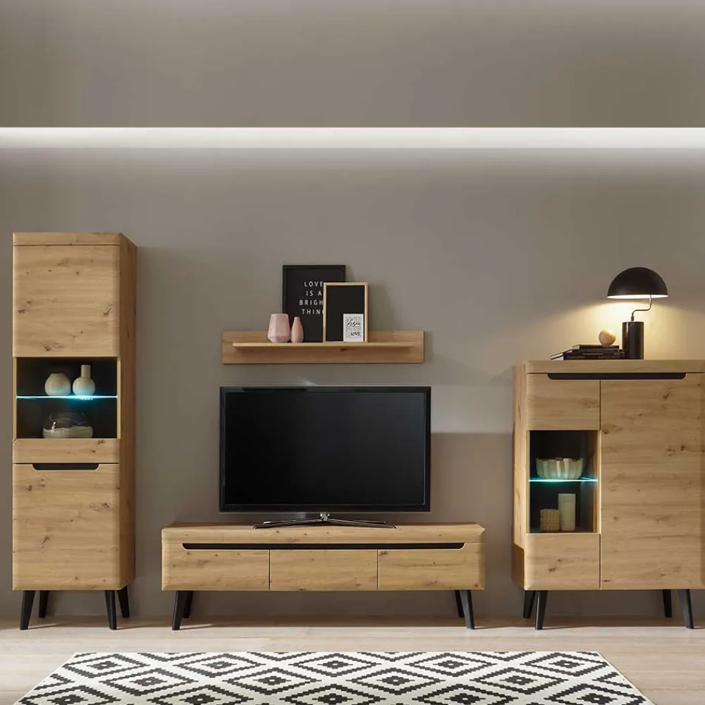 Wohnen Designer Wohnwand Scandi Chic - Olcian (vierteilig)