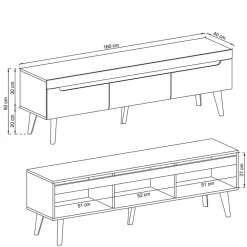 Wohnen Designer Wohnwand Scandi Chic - Olcian (vierteilig)