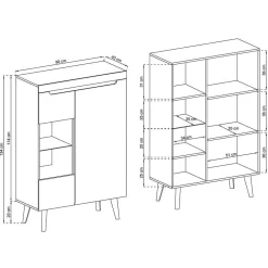 Wohnen Designer Wohnwand Scandi Chic - Olcian (vierteilig)