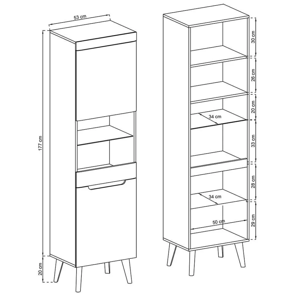 Wohnen Designer Wohnwand Scandi Chic - Olcian (vierteilig)