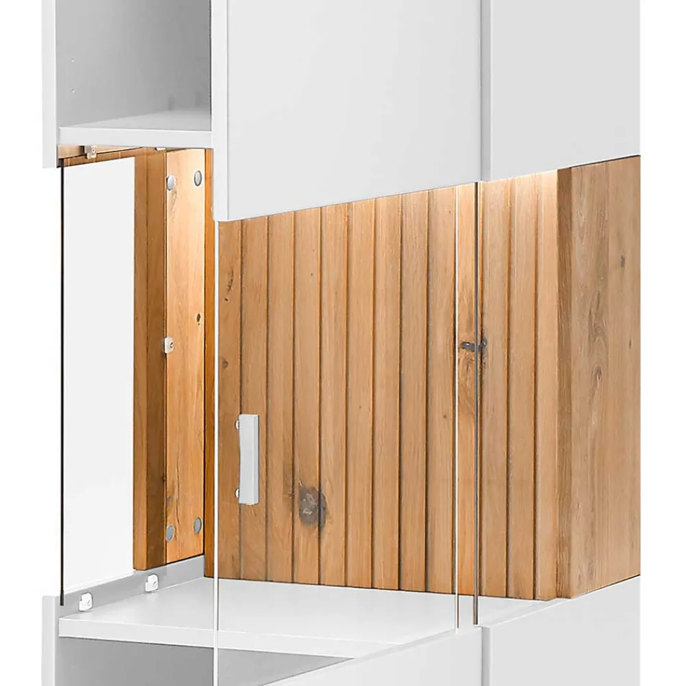 Wohnen Esszimmer-Vitrinen|Vitrinen*Designer Wohnzimmervitrine in Weiß und Eiche Bianco - Miloris