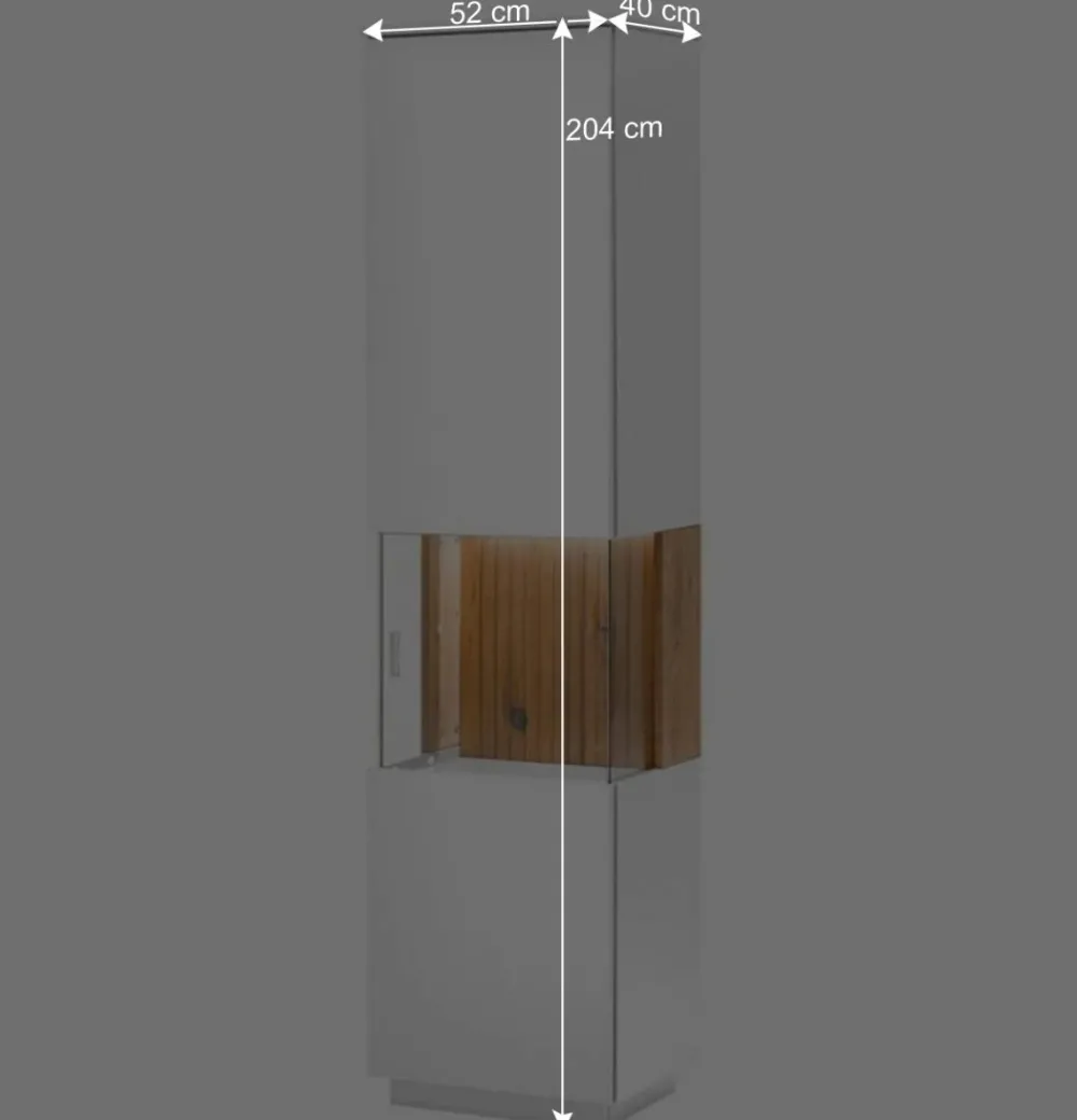 Wohnen Esszimmer-Vitrinen|Vitrinen*Designer Wohnzimmervitrine in Weiß und Eiche Bianco - Miloris