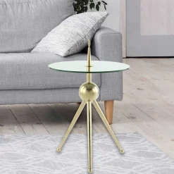 Wohnen Glasmöbel|Küchentische*Designer-Beistelltisch mit Glasplatte - Tellimo