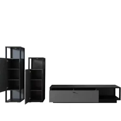 Wohnen Wohnzimmerschränke|Wohnwände*Designer-Wohnwand Möbel in Grau - Ridona (dreiteilig)