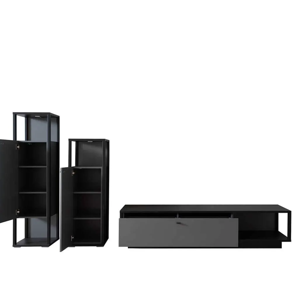 Wohnen Wohnzimmerschränke|Wohnwände*Designer-Wohnwand Möbel in Grau - Ridona (dreiteilig)