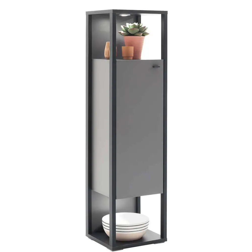 Wohnen Wohnzimmerschränke|Wohnwände*Designer-Wohnwand Möbel in Grau - Ridona (dreiteilig)