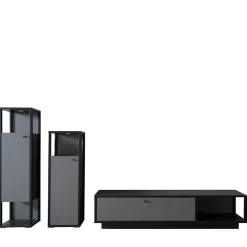 Wohnen Wohnzimmerschränke|Wohnwände*Designer-Wohnwand Möbel in Grau - Ridona (dreiteilig)