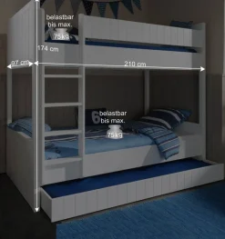 Kinder Wohnen Design-Etagenbett Maggy in Weiß