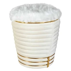 Wohnen Designhocker in Cremeweiß Samtvelours - Ganuhr