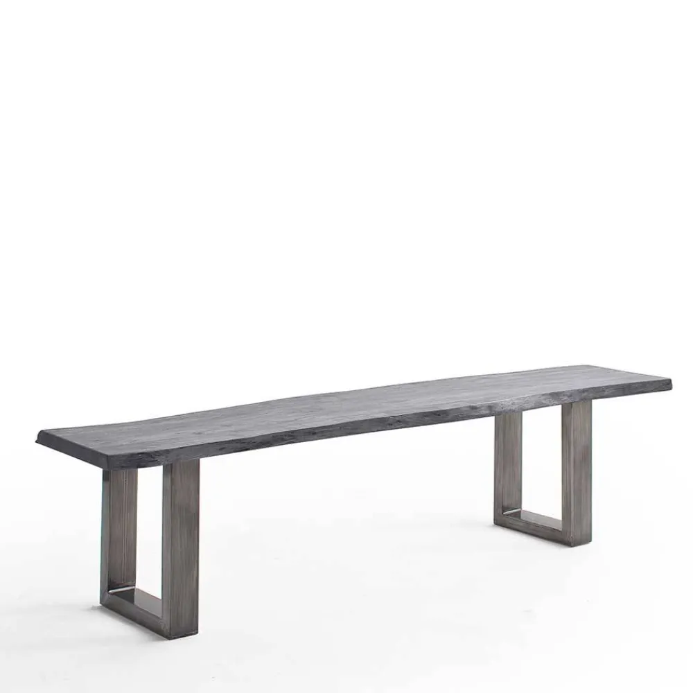 Wohnen Design-Küchenbank mit Baumkanten Akazie Grau - Salmasion