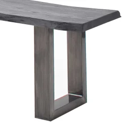 Wohnen Design-Küchenbank mit Baumkanten Akazie Grau - Salmasion