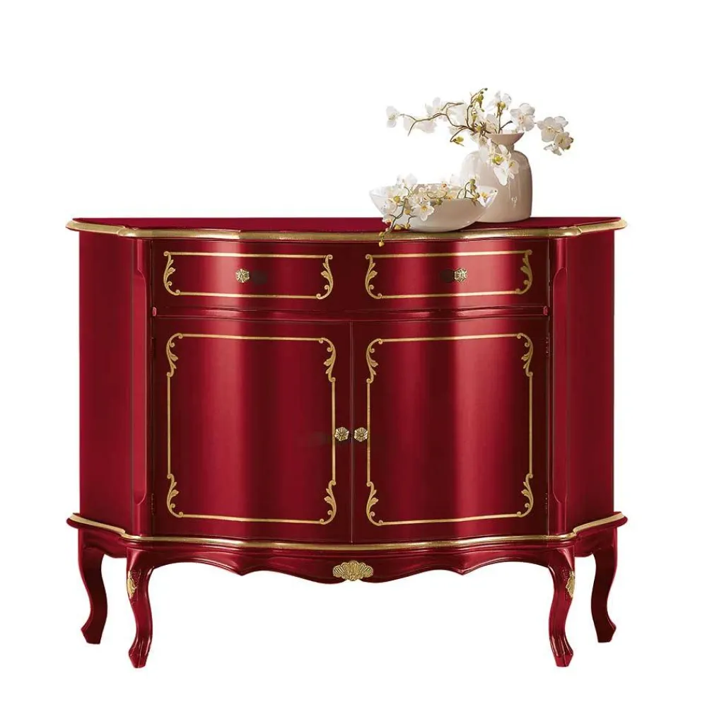 Wohnen Flurkommoden|Esszimmerschränke*Design-Kommode in Rot und Gold - Julya
