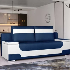Wohnen Schlafsofas*Design-Schlafcouch in Dunkelblau und Weiß - Sella