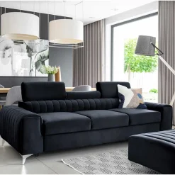 Wohnen Schlafsofas*Design-Schlafsofa in Blauschwarz Samt - Harvests