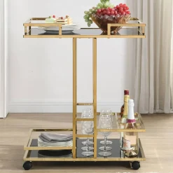 Wohnen Design-Servierwagen in Schwarz Glas - Ranieros