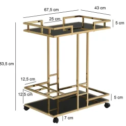 Wohnen Design-Servierwagen in Schwarz Glas - Ranieros