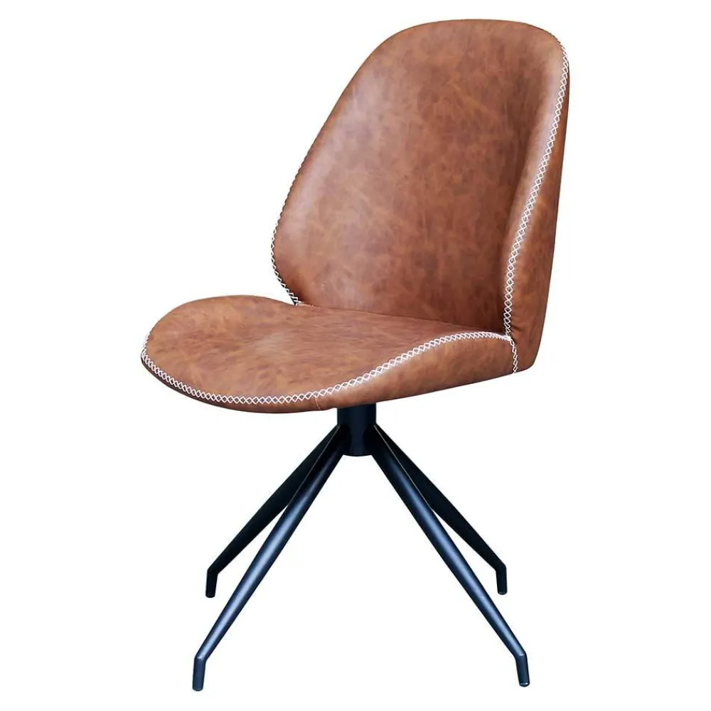 Wohnen Schwarze Möbel|Braune Möbel*Designstuhl in Cognac Braun - Fantyna (2er Set)