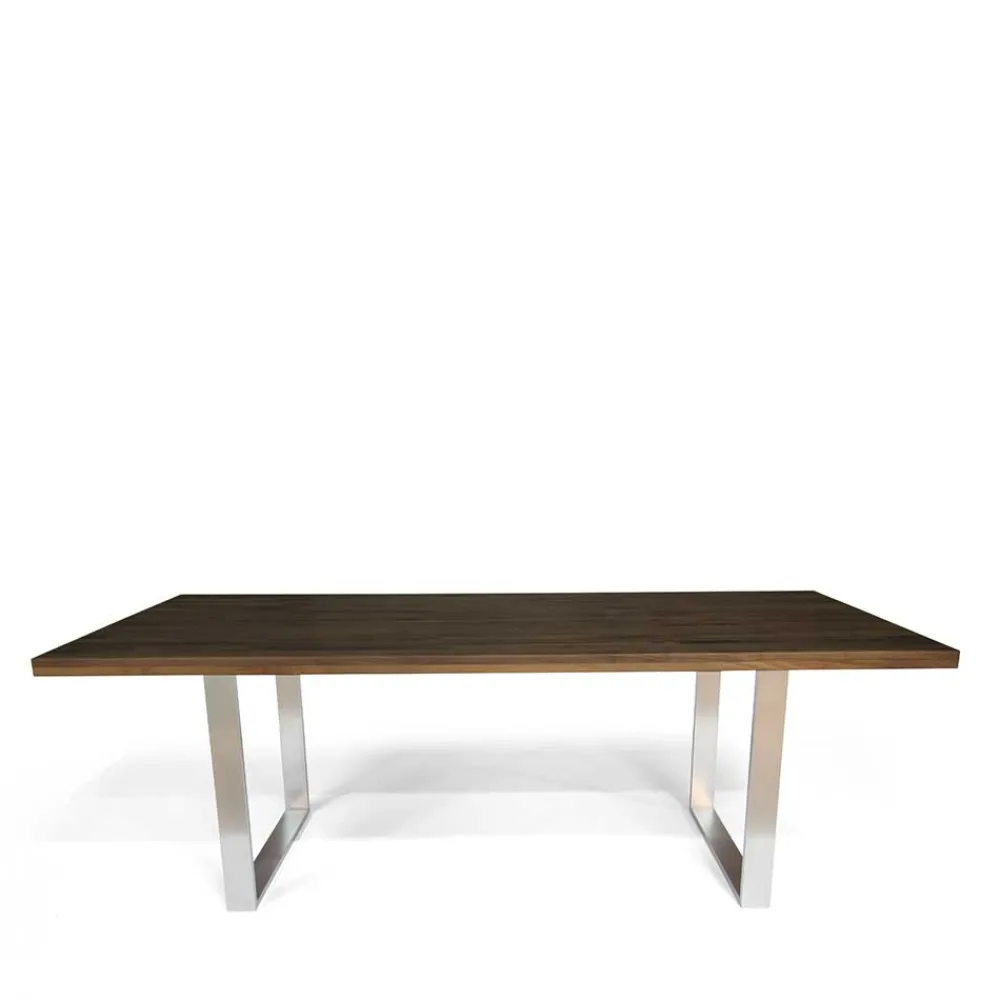 Wohnen Braune Möbel|Graue Möbel*Designtisch aus Nussbaum Holz & Edelstahl - Yocha