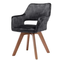 Wohnen Wohnzimmerstühle*Design-Tischsessel in Anthrazit Samt - Tiamo (2er Set)