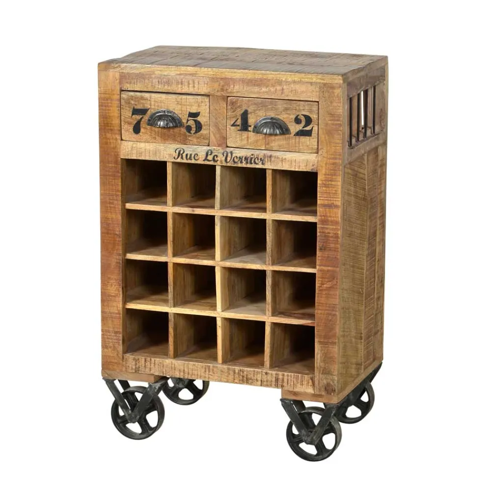 Wohnen Naturholzmöbel|Loft Möbel*Design-Weinregal Indri aus Mangoholz