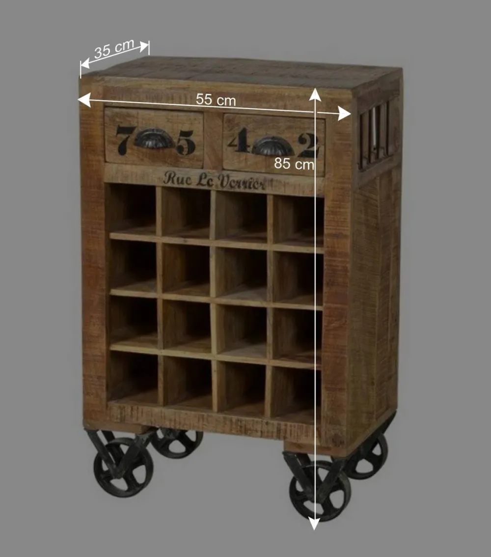 Wohnen Naturholzmöbel|Loft Möbel*Design-Weinregal Indri aus Mangoholz