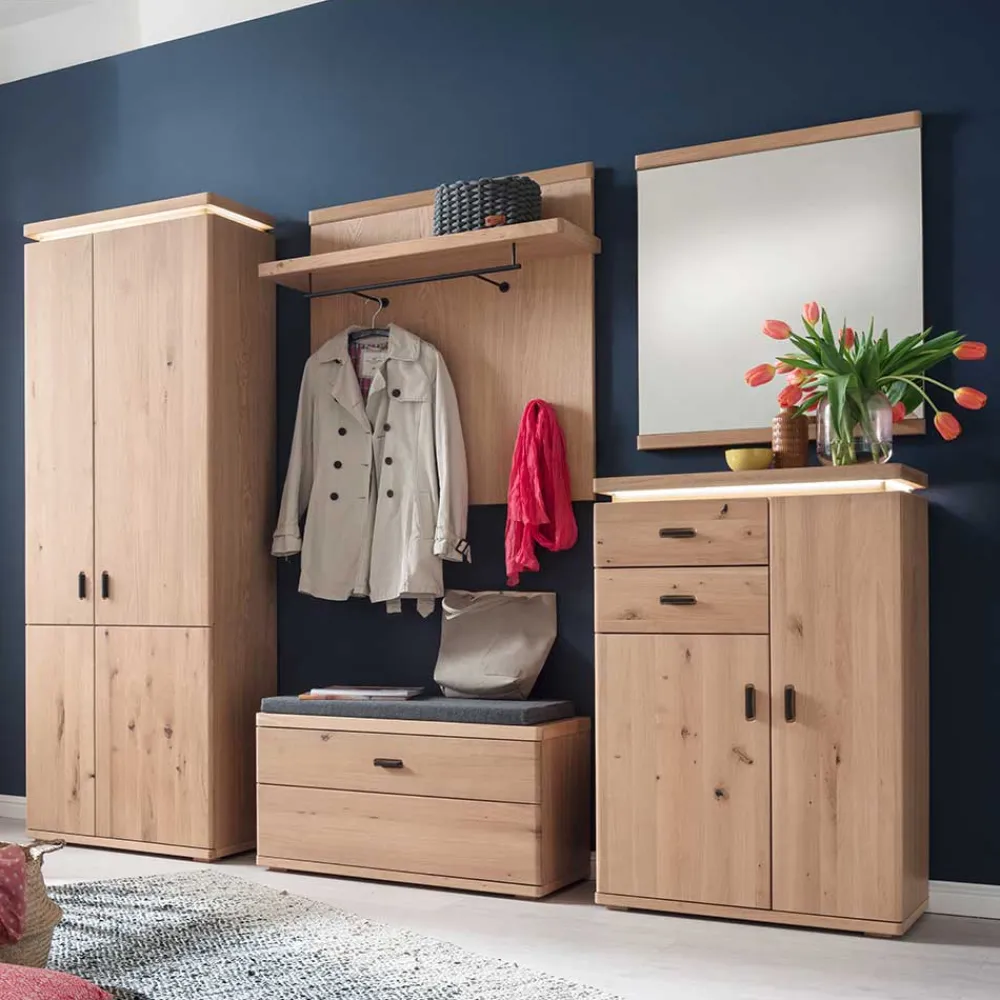 Wohnen Dielen Einrichtung in Eiche Bianco - Arkadiuz (fünfteilig)