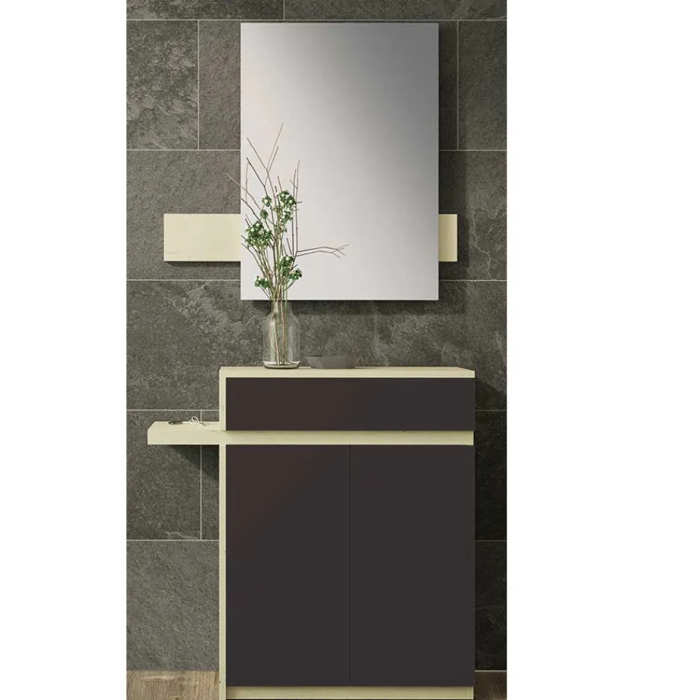 Wohnen Dielen Kombi in Schwarz & Creme - Losandas (zweiteilig)