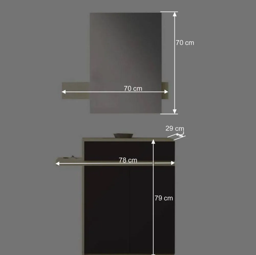 Wohnen Dielen Kombi in Schwarz & Creme - Losandas (zweiteilig)
