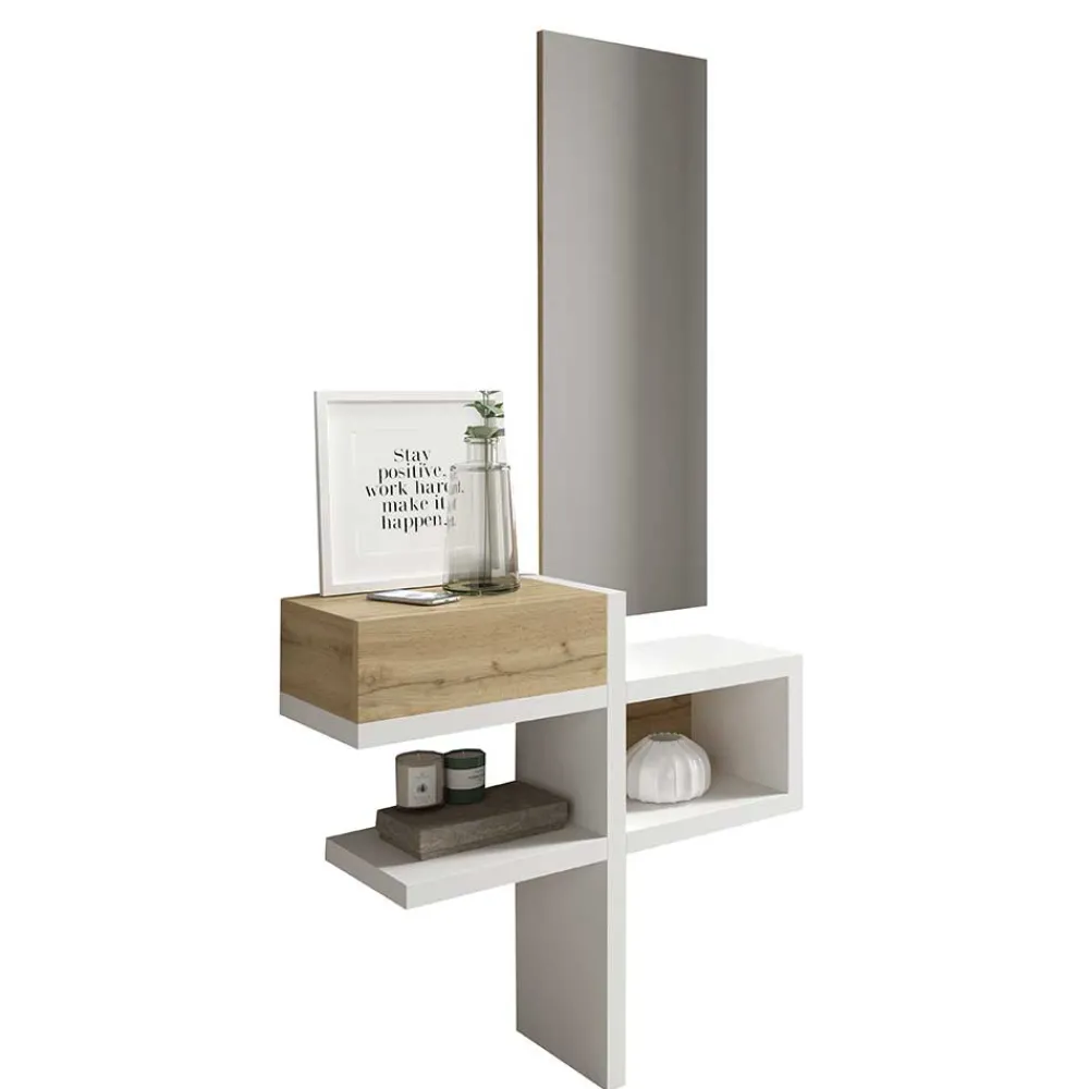 Wohnen Dielen Möbel & Spiegel in Weiß & Wildeiche - Polaris (zweiteilig)