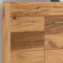 Wohnen Diele Komplett|Garderoben*Dielen Set mit Balkeneiche Furnier & Spiegel Macusos & Glas Anthrazit (vierteilig)