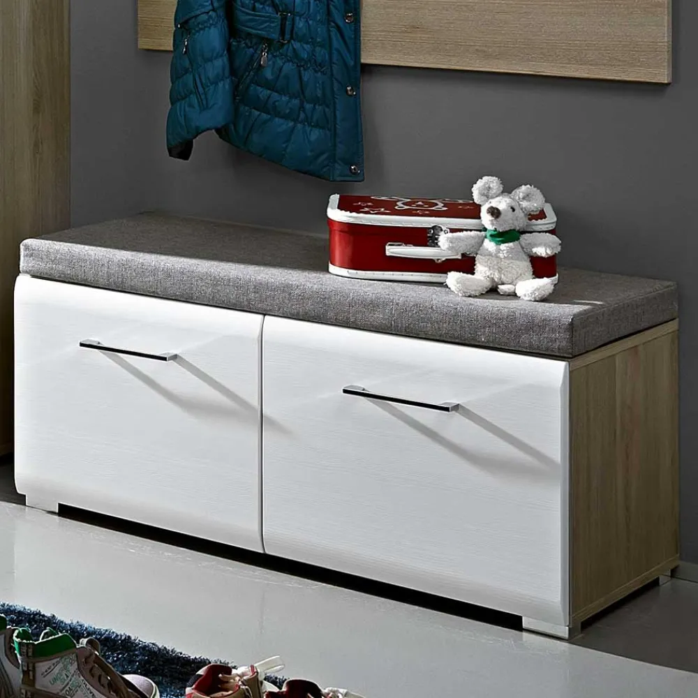 Wohnen Weiße Möbel|Schuhschränke*Dielenbank Brosgo mit Türen