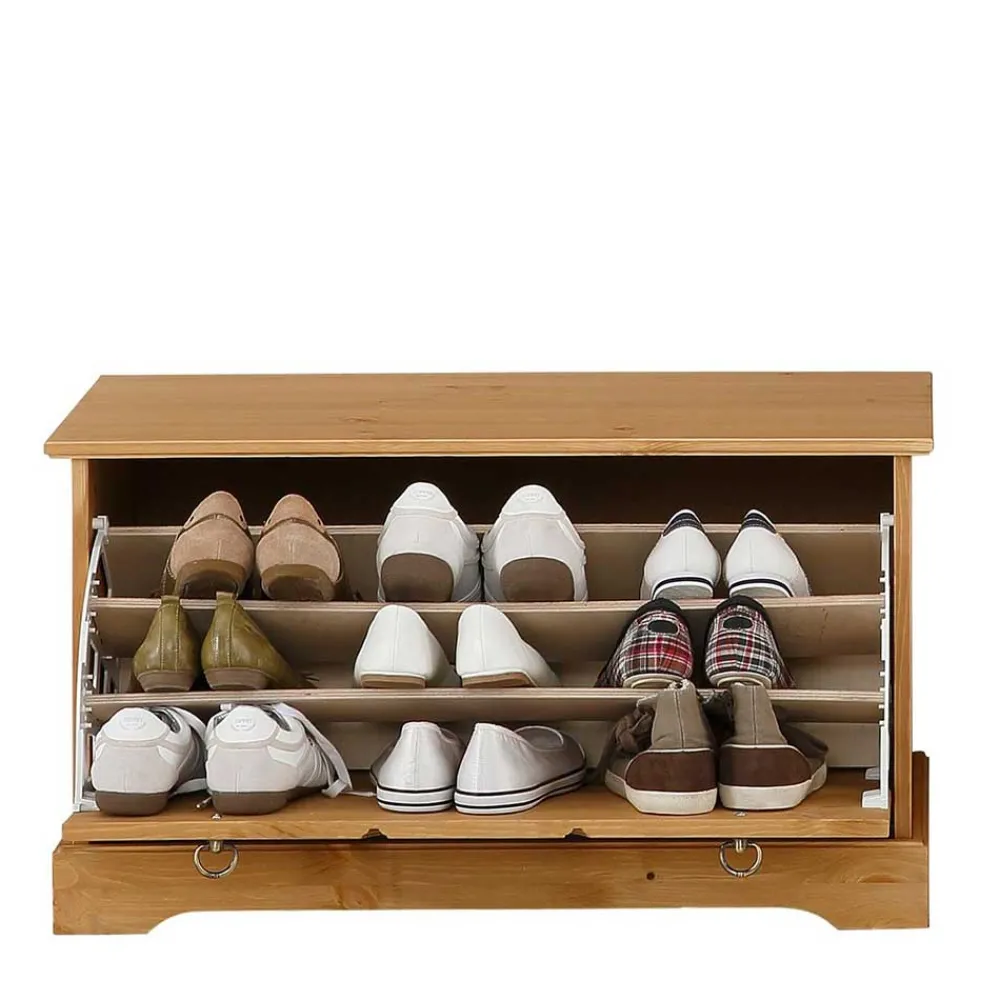 Wohnen Dielenbank mit Schuhklappe aus Massivholz - Edranov