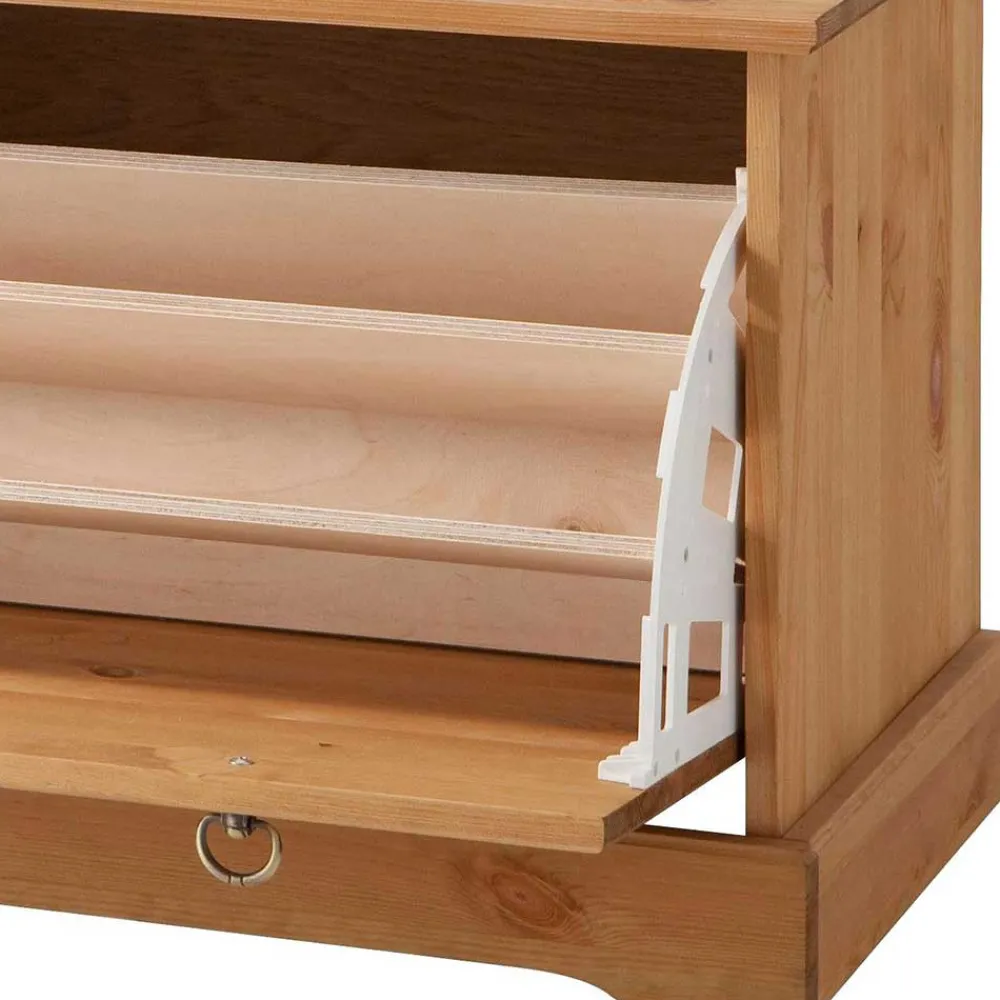 Wohnen Dielenbank mit Schuhklappe aus Massivholz - Edranov