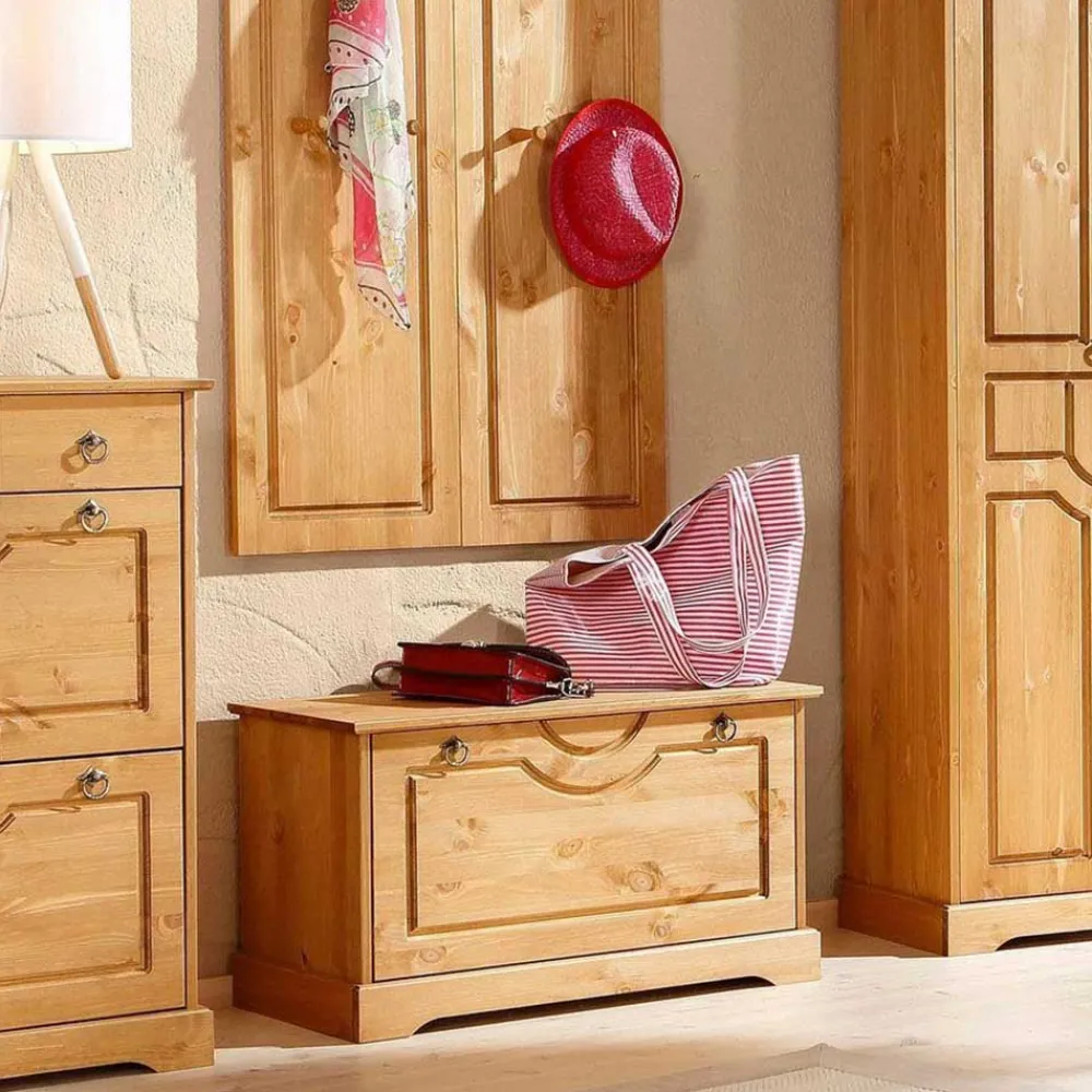 Wohnen Dielenbank mit Schuhklappe aus Massivholz - Edranov