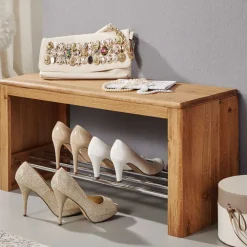 Wohnen Schuhschränke|Garderobenbänke*Dielenbank Uvinessa aus Wildeiche Massivholz