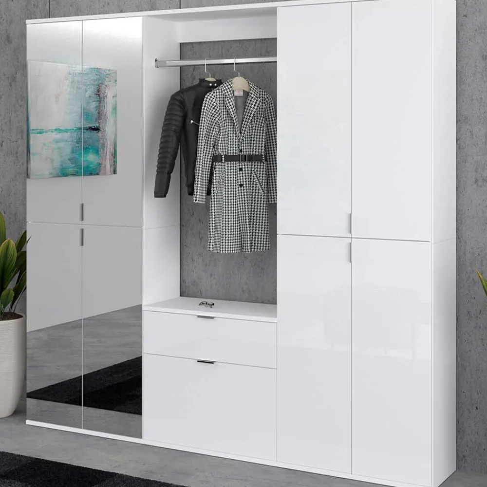 Wohnen Dieleneinrichtung Möbel Block in Weiß HG - Ejulia (dreiteilig)