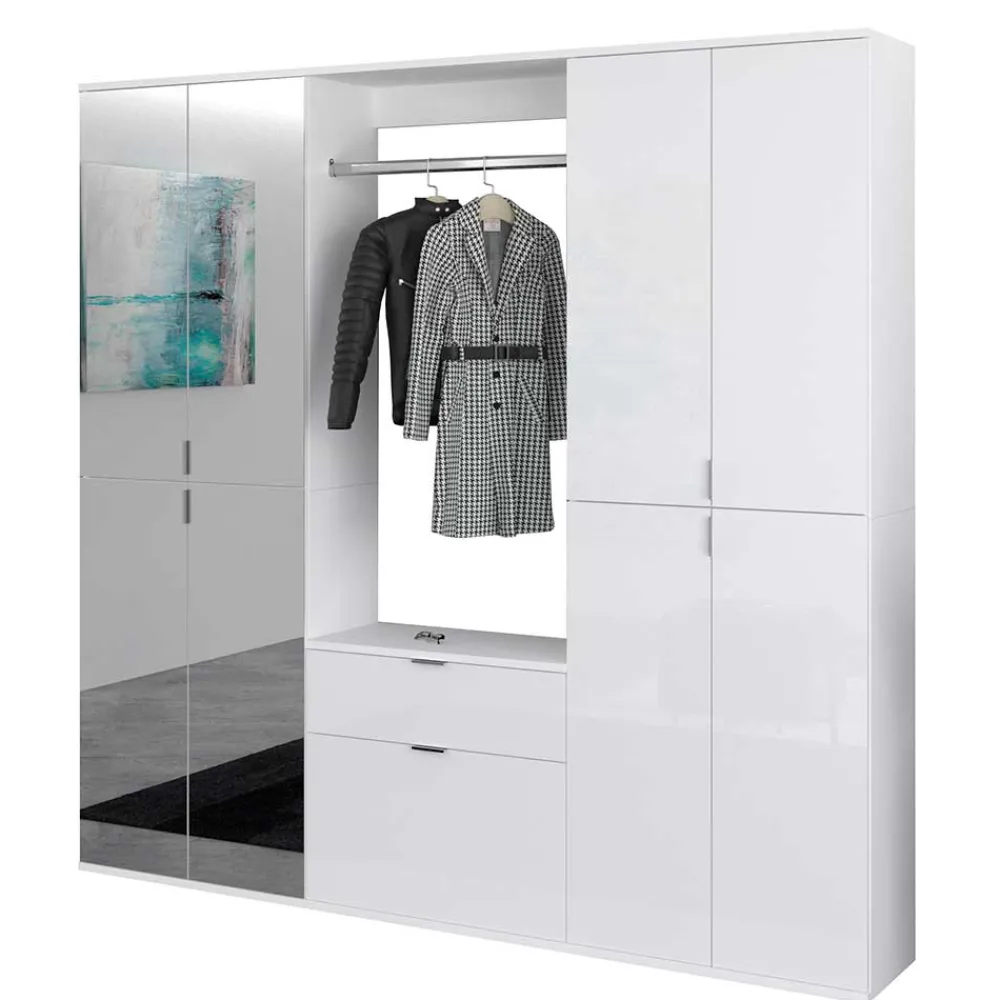 Wohnen Dieleneinrichtung Möbel Block in Weiß HG - Ejulia (dreiteilig)