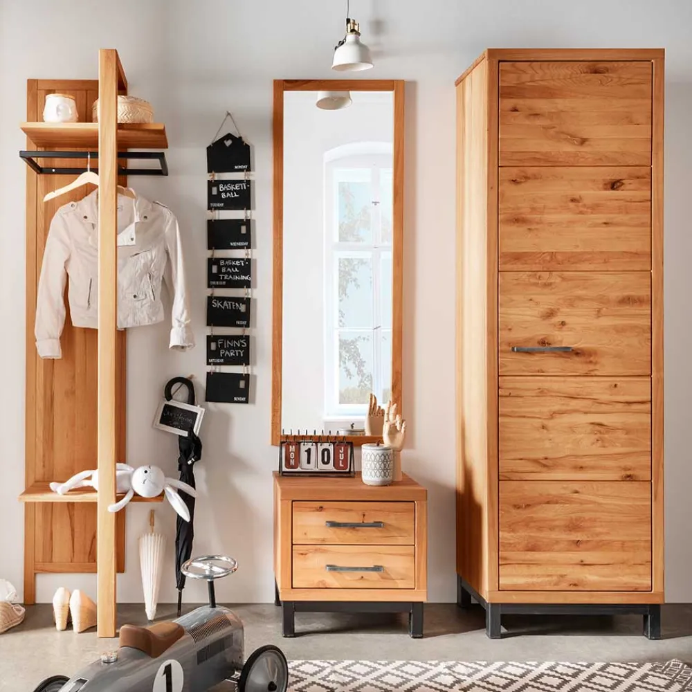 Wohnen Dielenmöbel aus Kernbuche & Eisen - Dimphi (vierteilig)